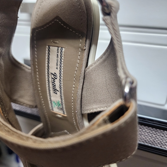 Prada Gabardine Asymmetric Sandals with rubber cone heel - size 36 - worn once! - Picture 10 of 12